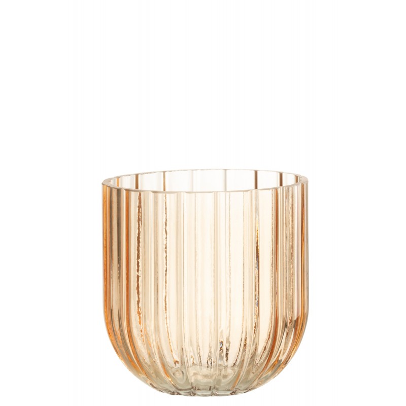 Vase avec ligne en verre rose 15x15x16 cm