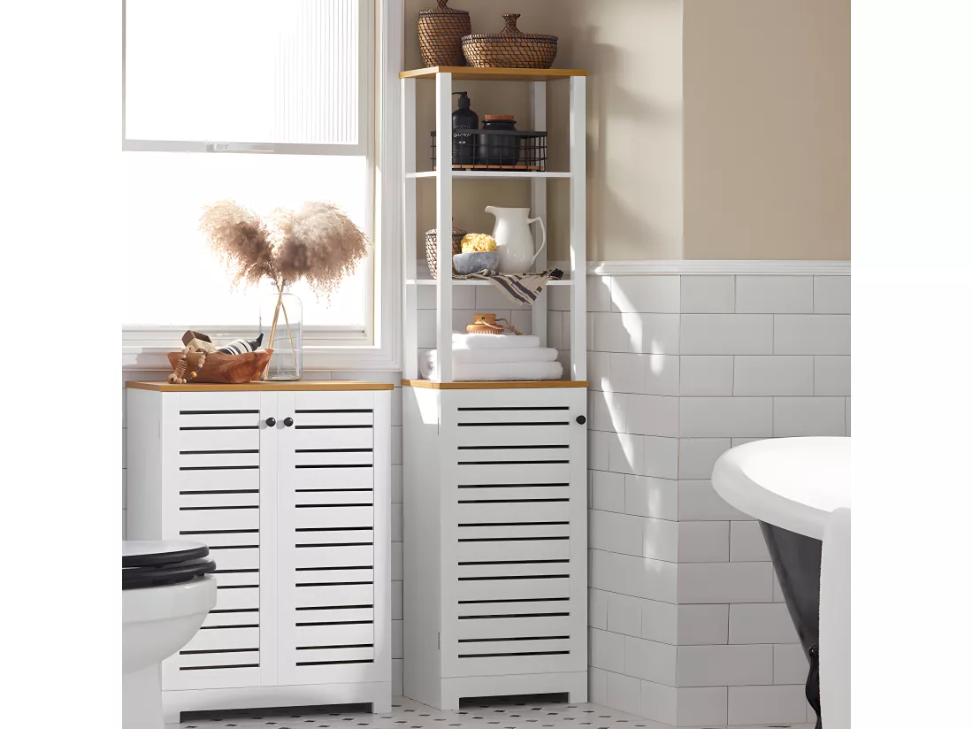 Meuble Colonne De Salle De Bain Armoire Haute Meuble De Rangement, BZr43-w