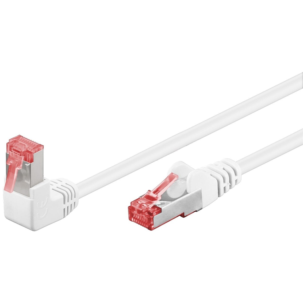 Goobay CAT 6 patchkabel 1x 90° vinklet, S/FTP (PiMF), hvit