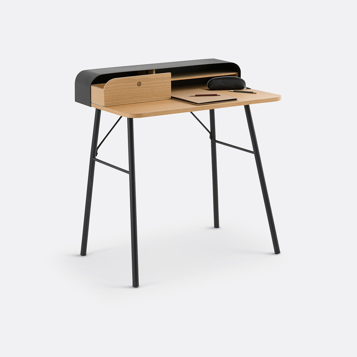 LA REDOUTE INTERIEURS<br>Mesa Jimi de metal e folheado de carvalho
