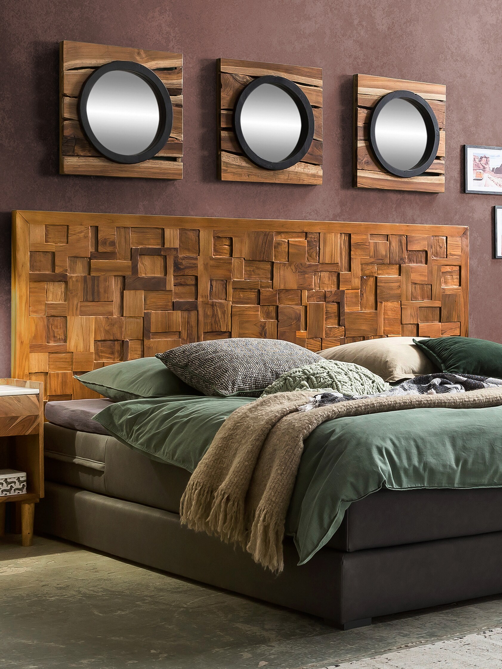 Bettkopfteil Romanteaka Teak Puzzle Betthaupt Ehebett Doppelbett Kopfteil Bettzubehör