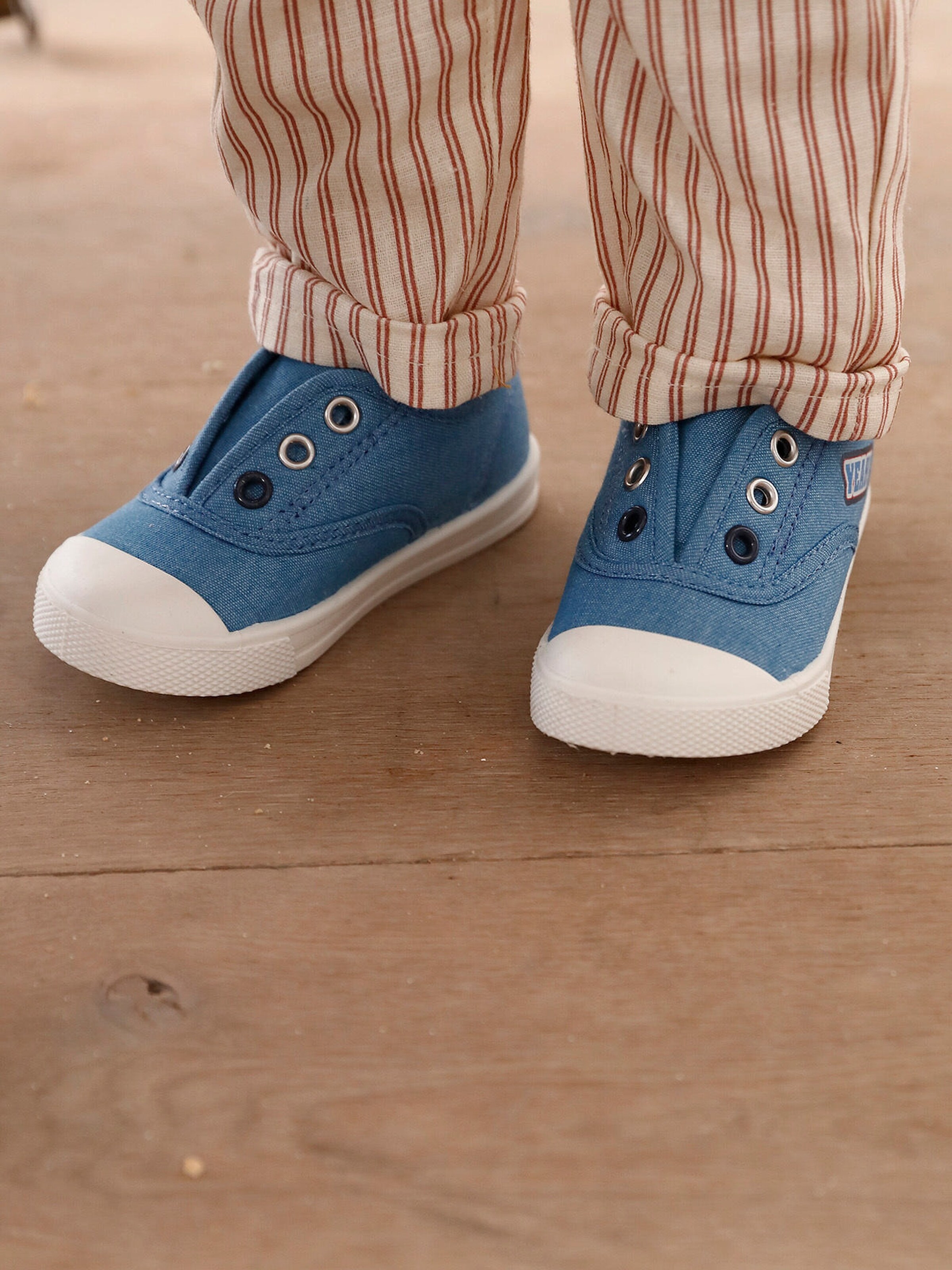Vertbaudet Baby Stoff-Sneakers mit Gummizug blau