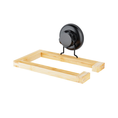 Porte papier toilette à ventouse en bambou Bestlock Spa noir et naturel