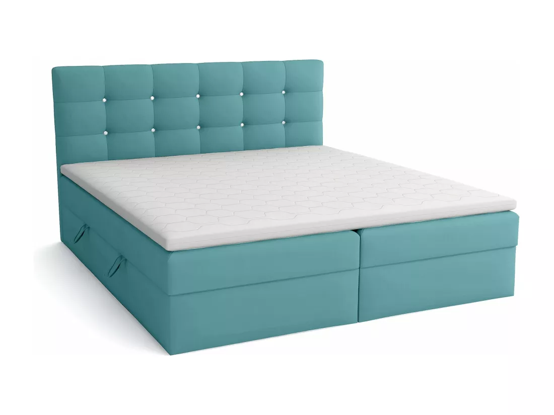 LIT BOXSPRING avec surmatelas Elegante 140x200 cm, turquoise