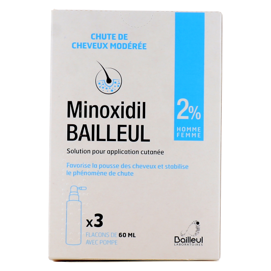 Minoxidil 2% 3x60 ml - Chute des cheveux - Pharmacie des Drakkars