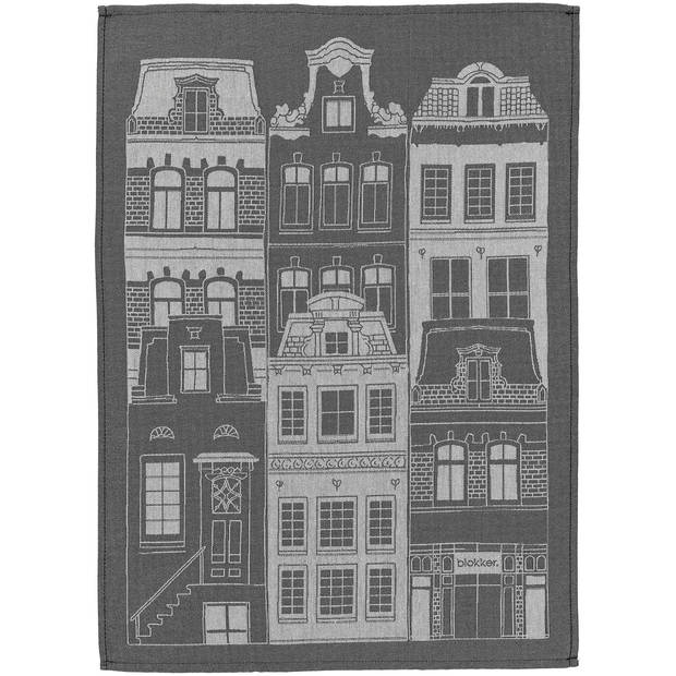 Blokker Theedoek Huisjes - Zwart