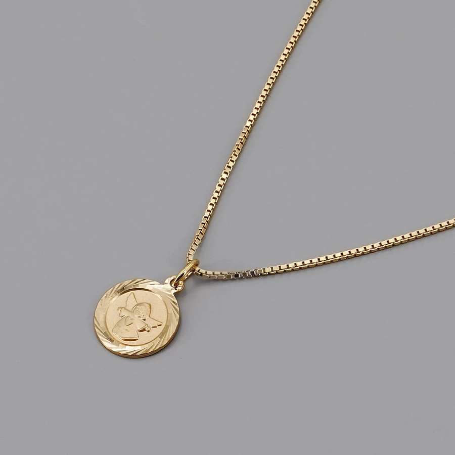 trendor Schutzengel Anhänger Gold 585 mit vergoldeter Silber-Halskette gold