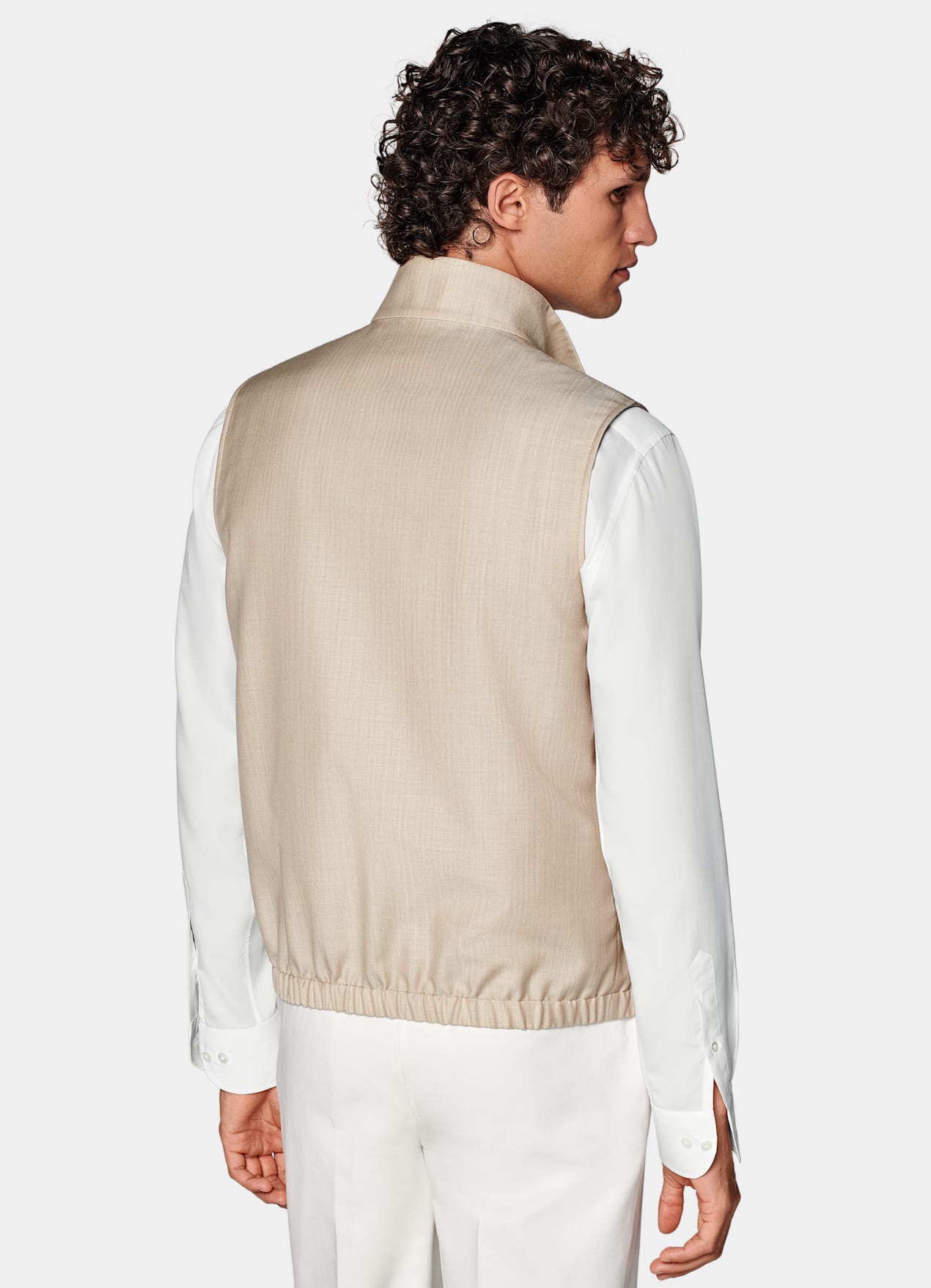 Veste sans manches zippée sable à chevrons