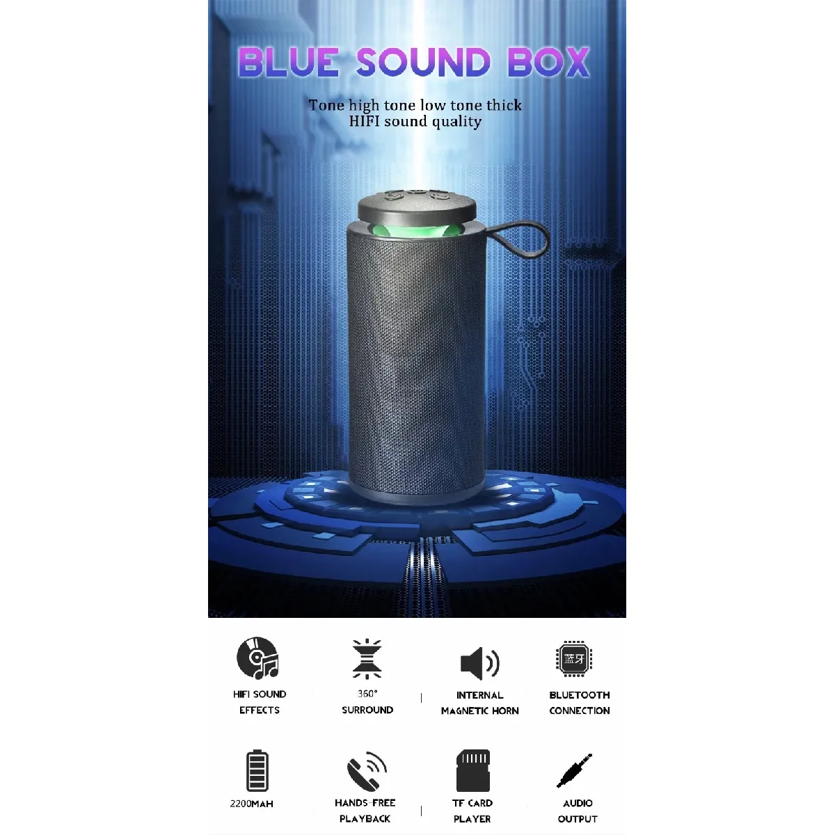 Universal Enceinte Bluetooth LED extérieure - Noir