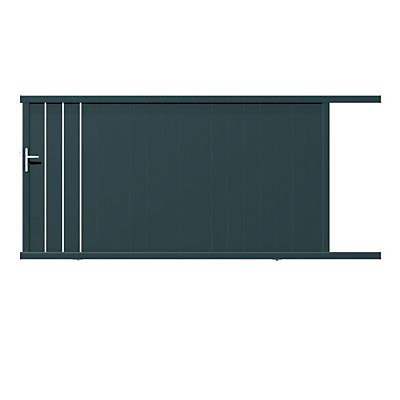 Portail Jardimat coulissant aluminium Valois gris sablé 7016 - 350 x h.160 cm