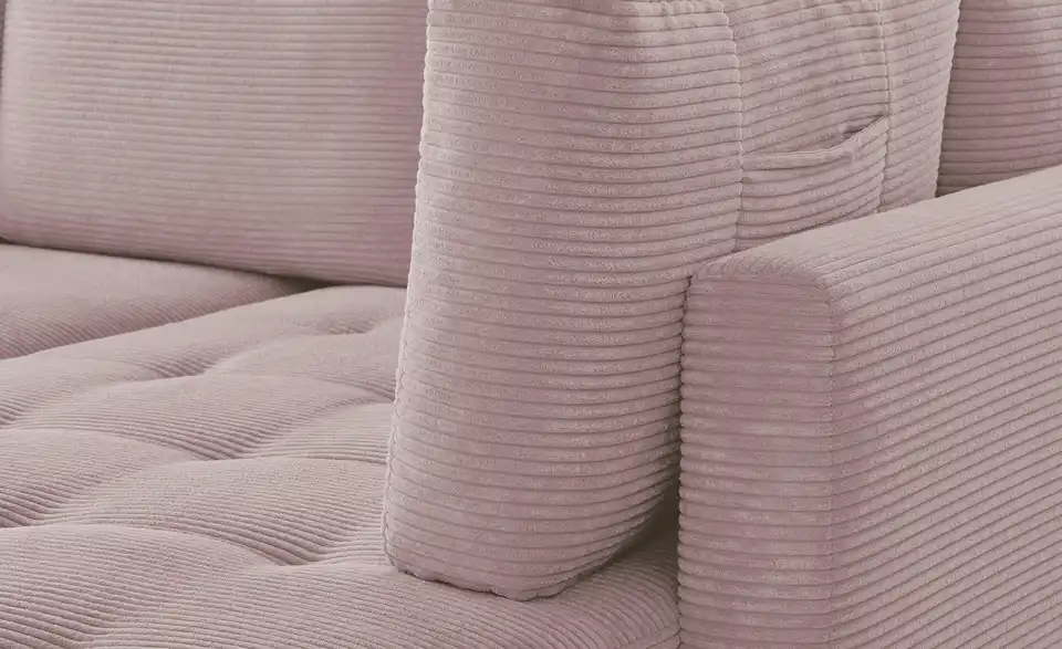 Ecksofa Arissa de Luxe Rosa rechts Cordstoff