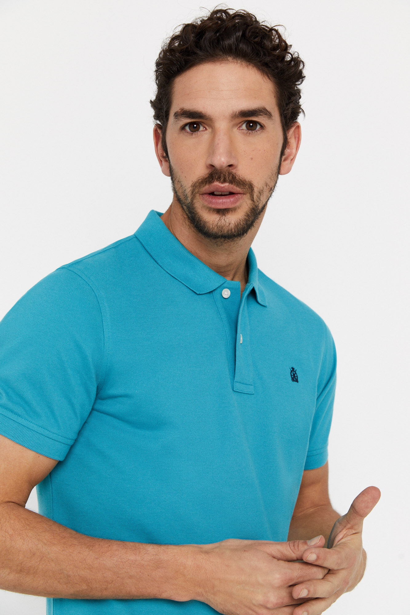 Polo piqué com logo - Turquesa