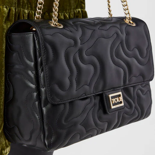 Bolsa de ombro média Kaos Dream com aba, preta