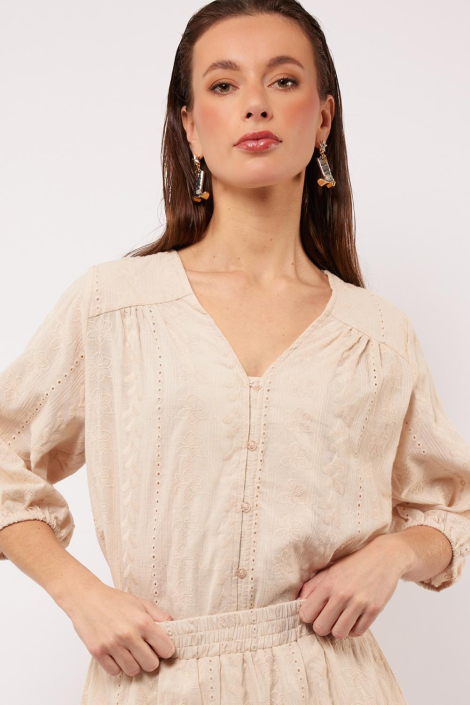 Fluresk beige dames blouse