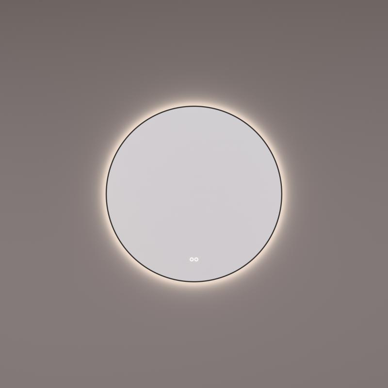 Hipp Design 13500 ronde spiegel 60cm matzwart met LED en spiegelverwarming