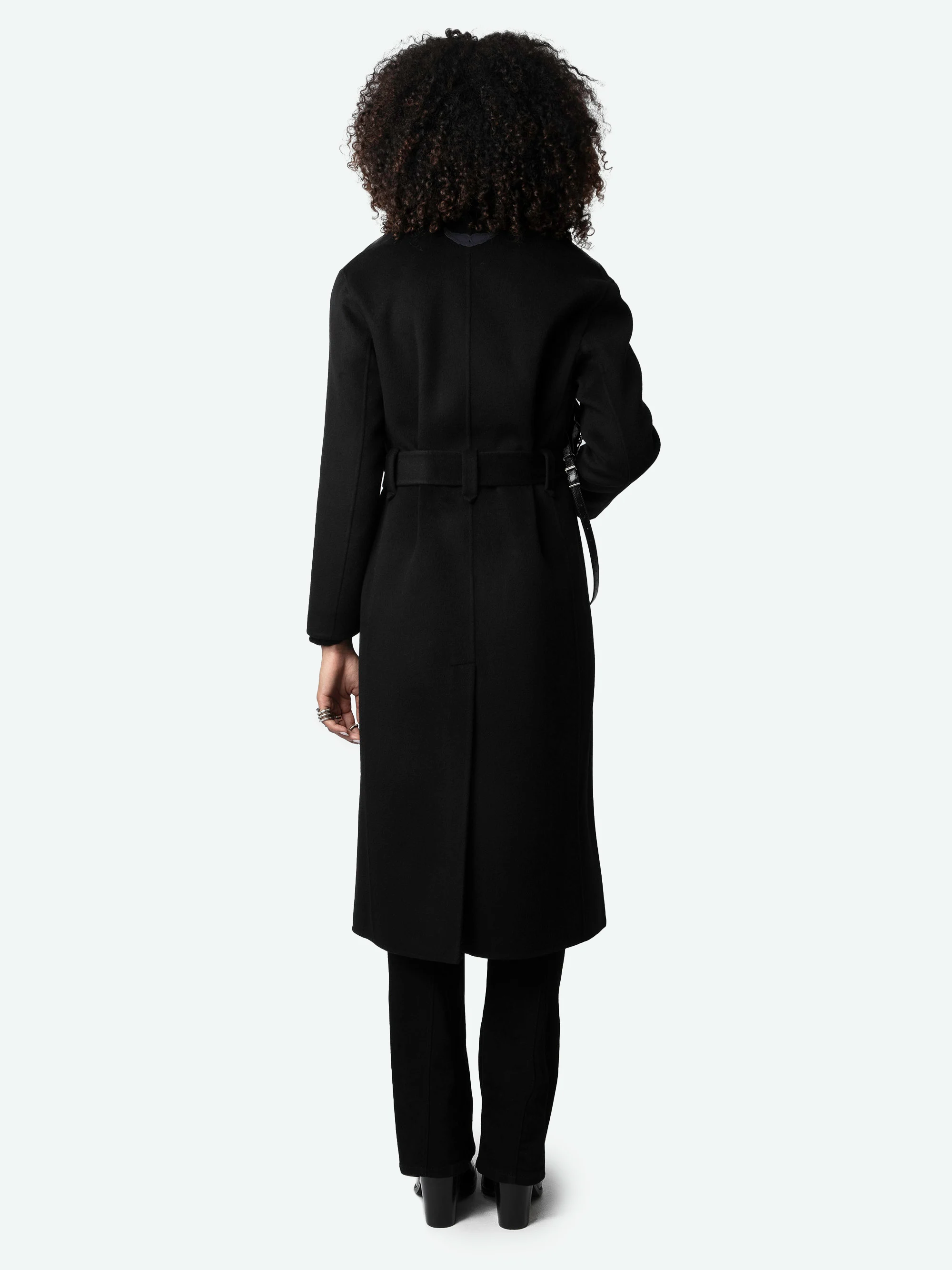 MELI - Manteau col tailleur en laine mélangée | Noir