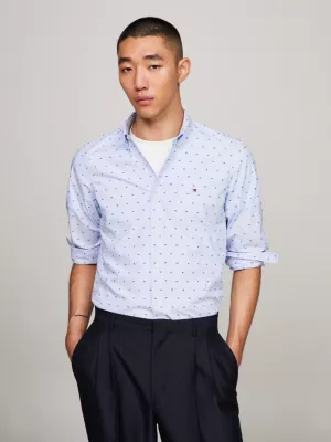 Camisa Slim Fit Flex com Estampa de Bolinhas