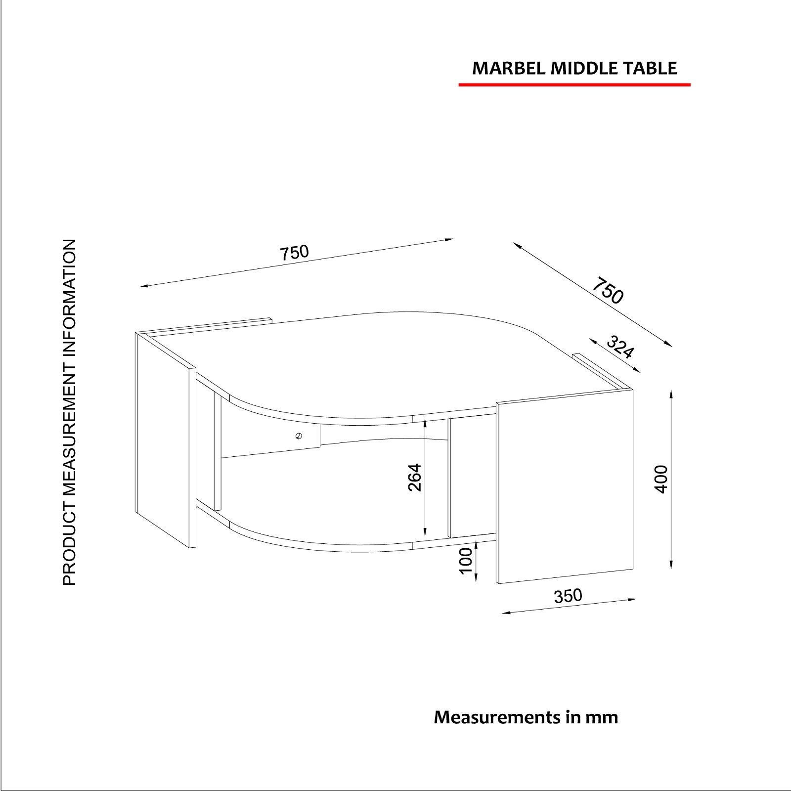 Couchtisch - Walnuss - Marmor-Optik - 75 cm