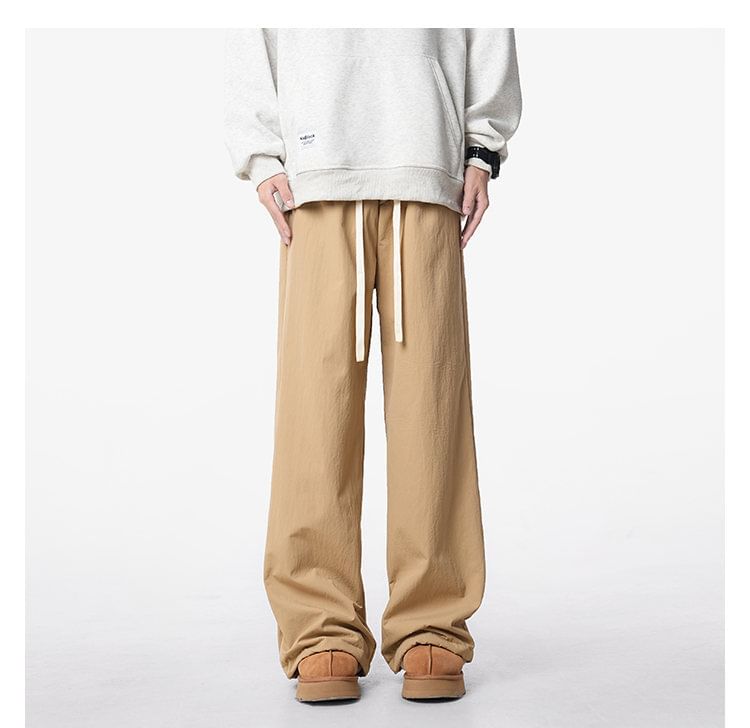FOEV - Rechte broek met trekkoord in de taille en fleecevoering