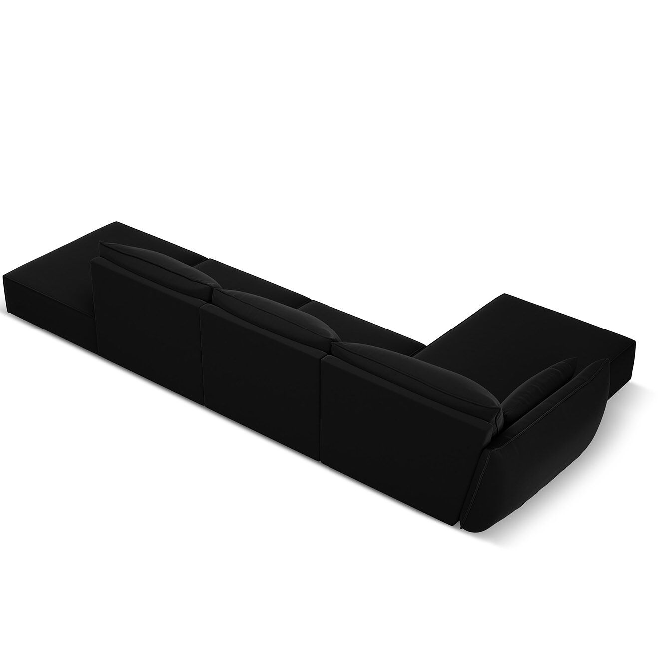 Mazzini Sofas Canapé d'angle gauche Velours Vanda 5 Places noir - 386x166x85 cm