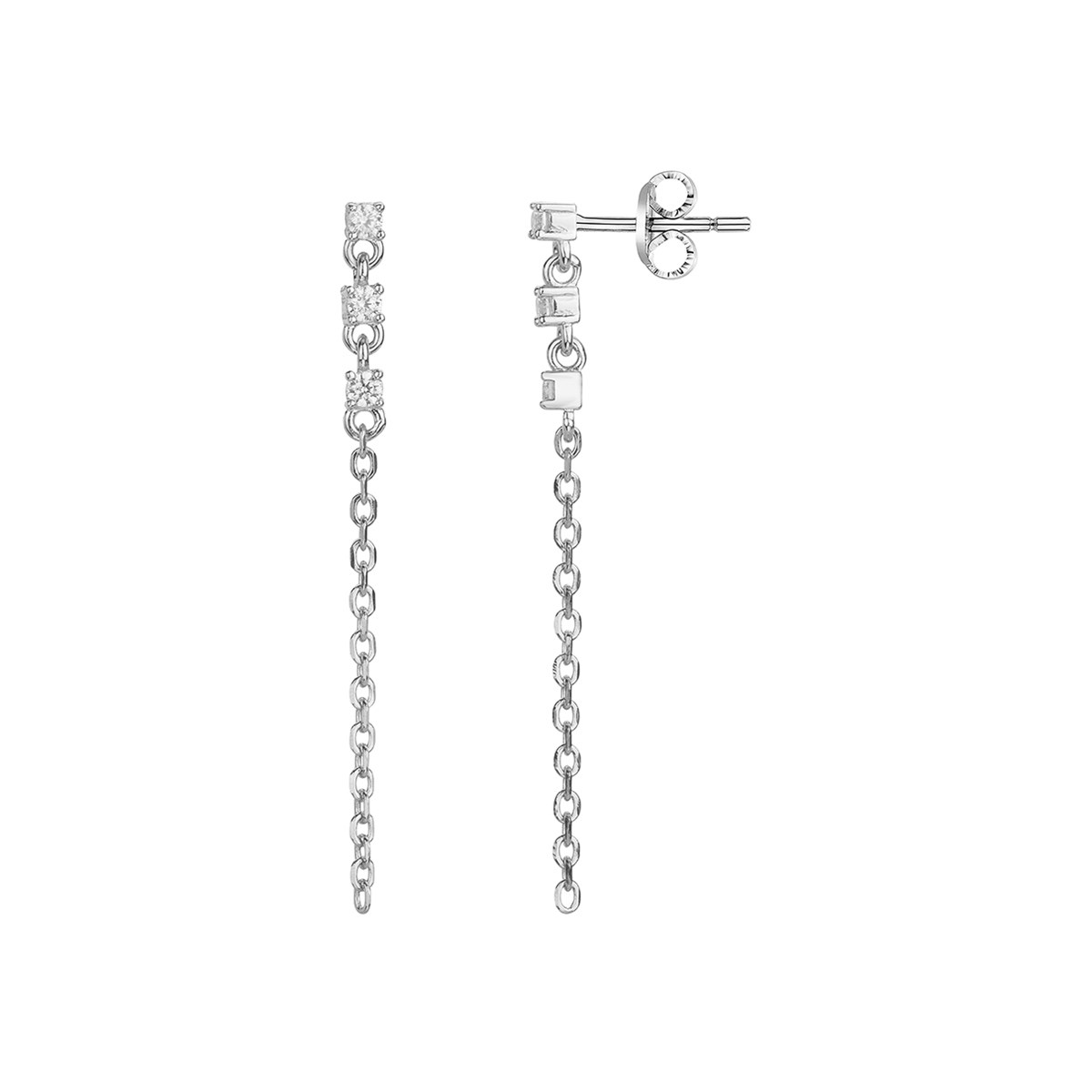 Boucles d'oreilles en Argent avec oxyde de zirconium blanc
