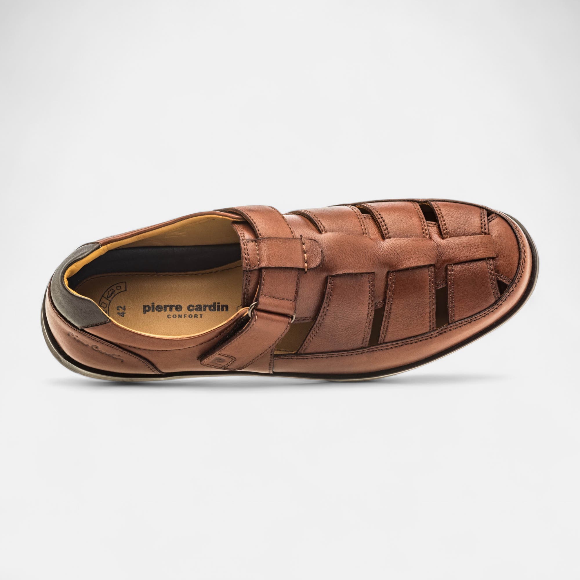 Nu-pieds confort Homme en cuir cognac