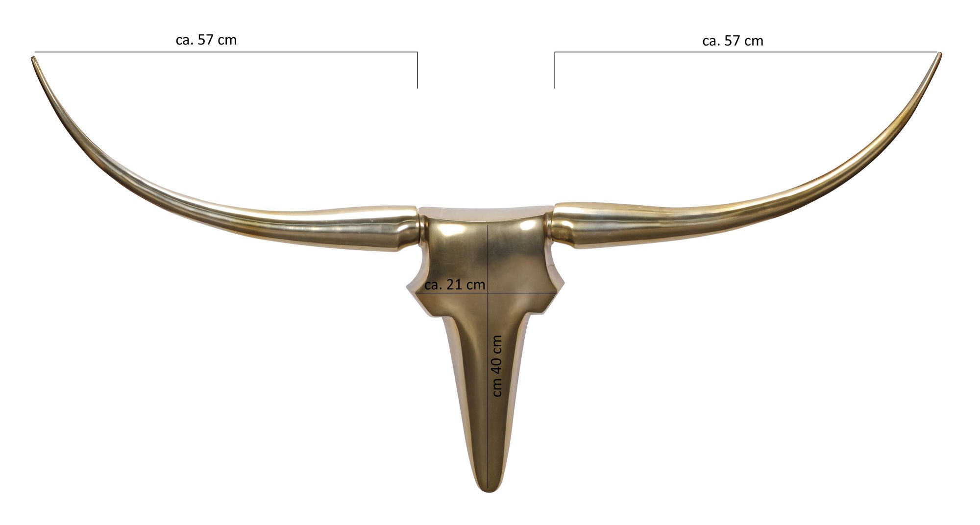 FineBuy Deko Geweih Bull L Aluminium Deisgn Hörner 125 cm Wanddekoration