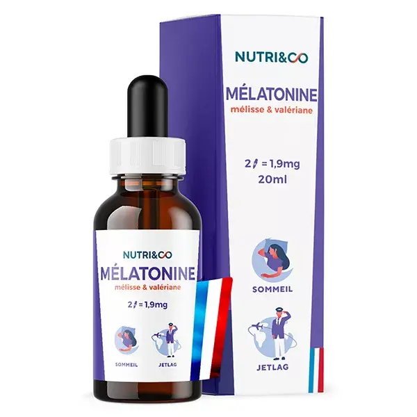 Nutri&Co Melatonina 1,9mg com Erva-cidreira e Valeriana, Formato Líquido 20ml