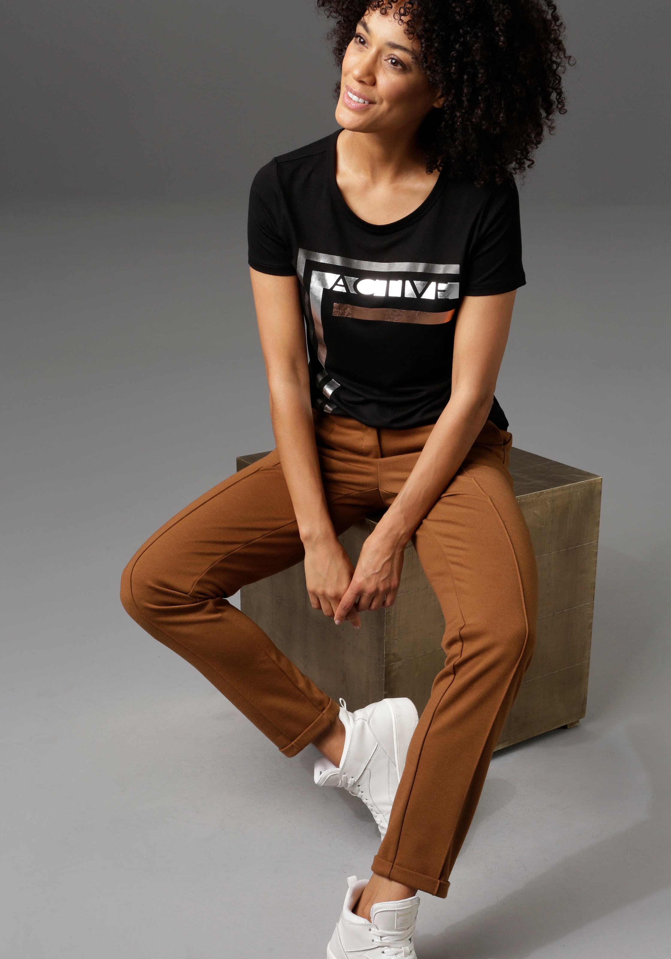 Aniston CASUAL Jerseyhose  mit Biesen verziert