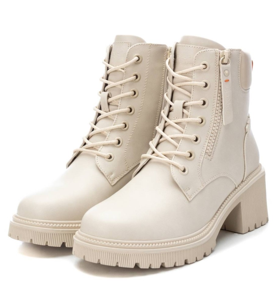 Botas de cano curto Refresh 171263 bege - altura do salto: 6 cm -
