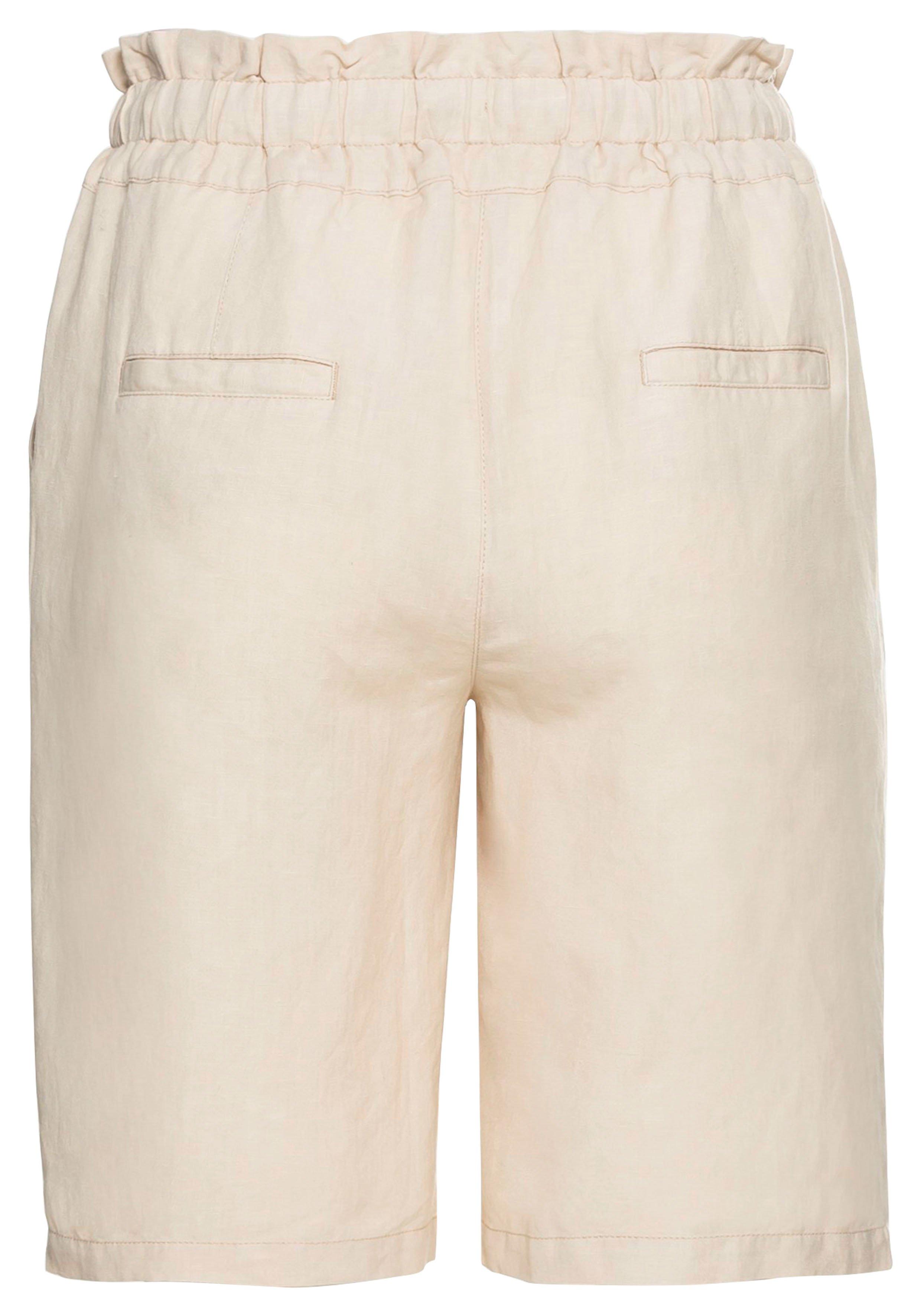 Bermudas im Leinenmix, mit Paperbag-Bund
