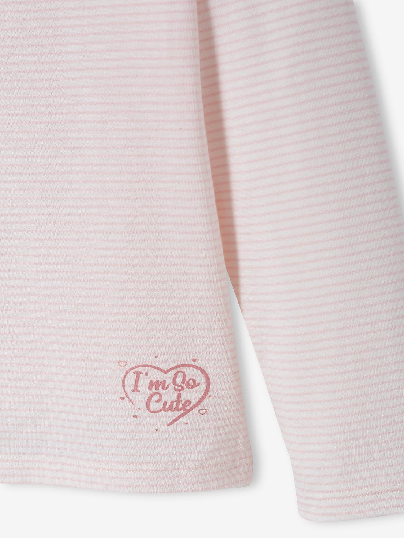 Conjunto de 2 camisetas de manga comprida com estampa de corações, em branco claro, para meninas.