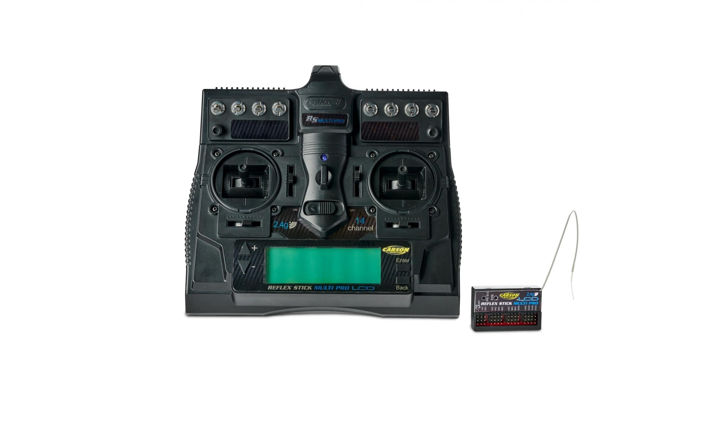 Fernsteuerung Reflex Stick Multi Pro LCD 14-Ch mit Empfänger<br>Professionelle 14-Kanal RC-Anlage für Funktionsmodelle und Lastwagen