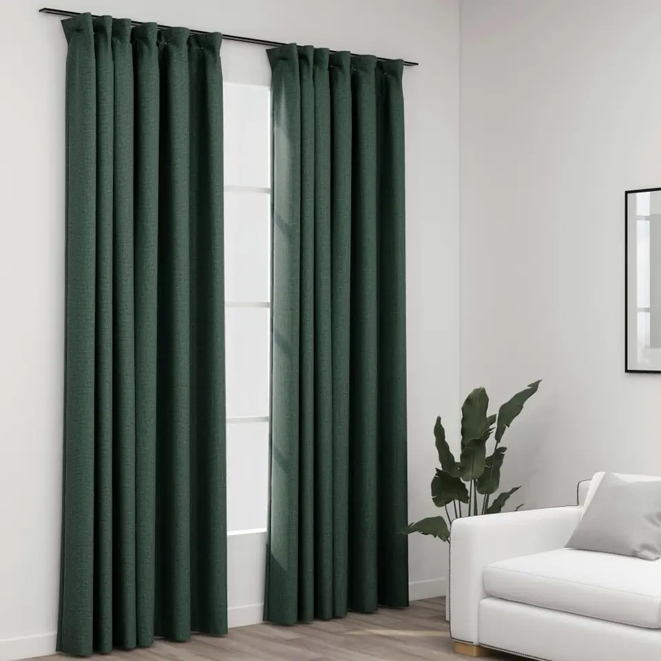 vidaXL - Gordijn - Groen - Stof - 140 x 245 cm - 2 stuks
