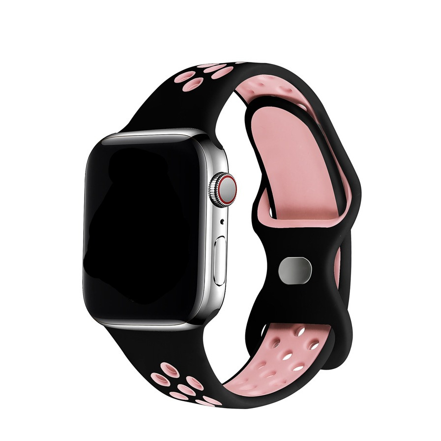 Apple Watch (42/41/40/38 mm) Silikon Sport Armband Dual Color (Gelenkumfang: 155-195mm) - Schwarz / Rosa