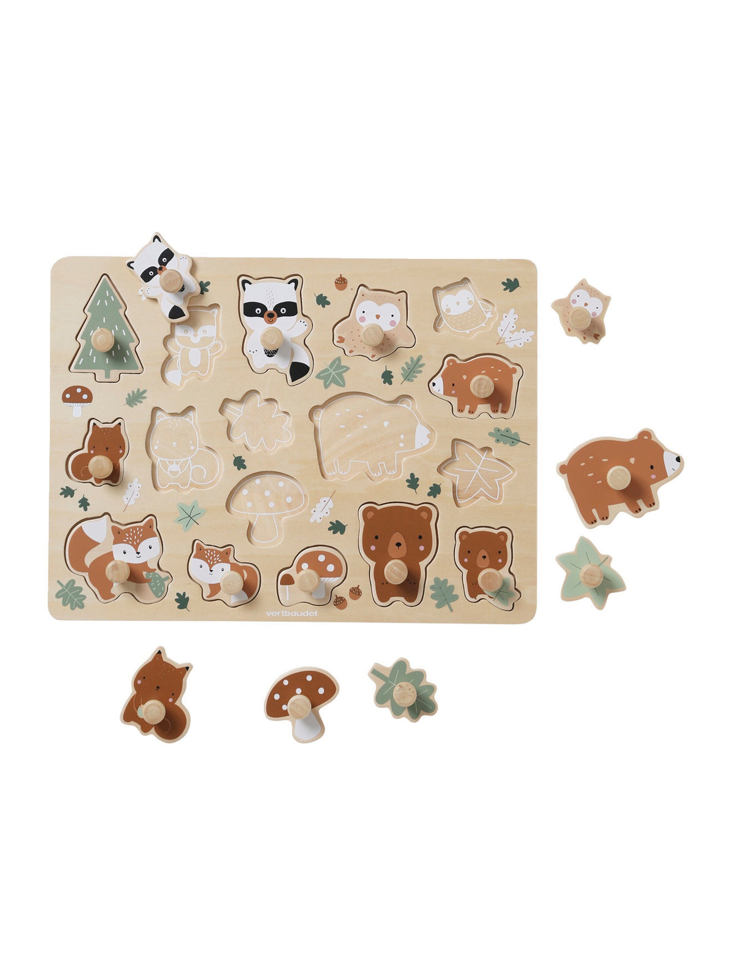 Vertbaudet Baby Steckpuzzle GRÜNER WALD, Holz FSC® mehrfarbig