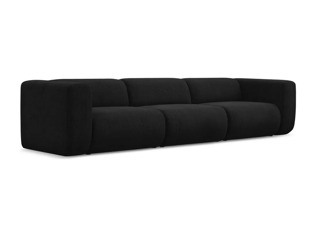 Canapé modulable 4 places en tissu chenille - noir - EKAHI