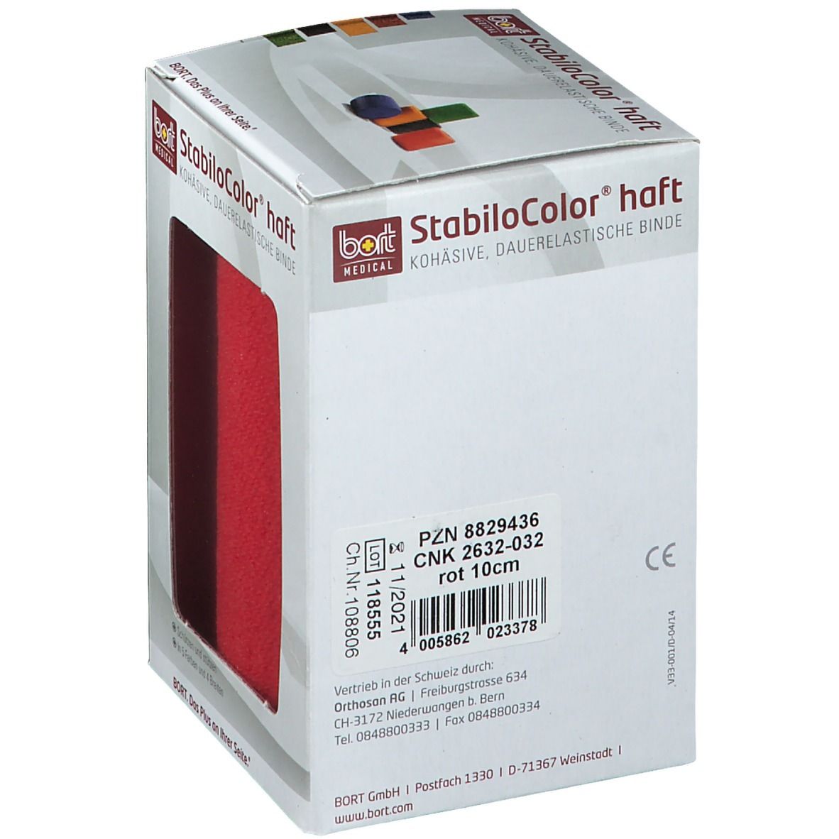 BORT StabiloColor® haft Binde 10 cm rot