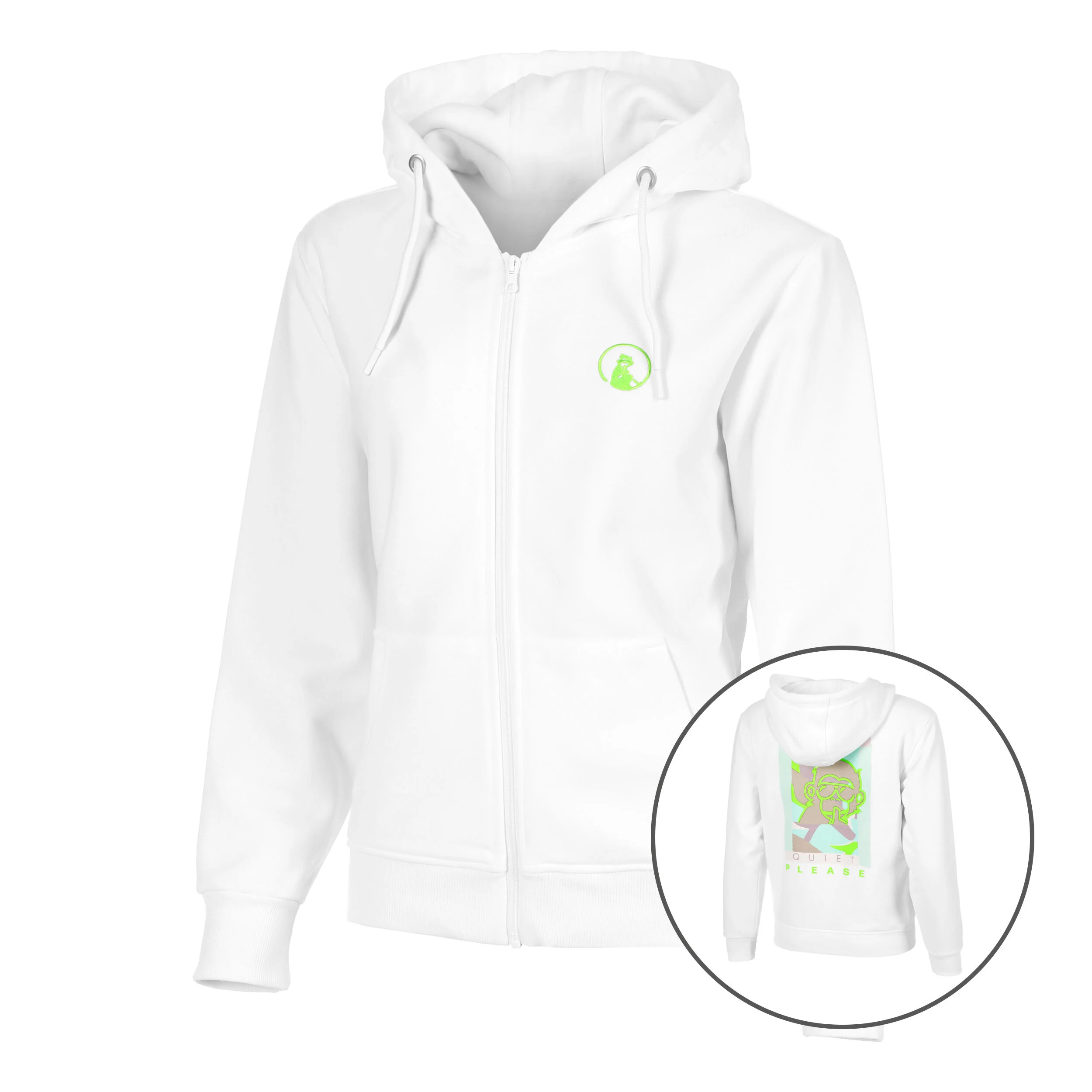 Quiet Please Wild Collage Zip Gilet En Coton Femmes - Blanc , Multicouleur
