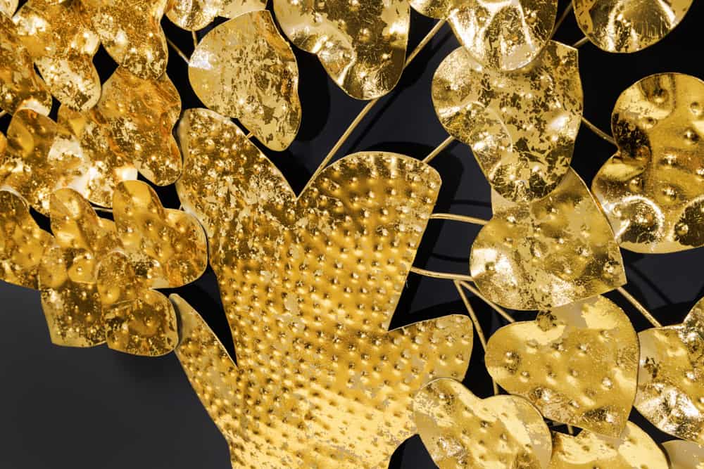 Design Wanddeko TREE OF LIFE XXL 170cm gold Metall handmade Ginkgo