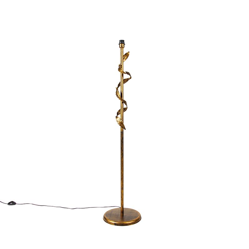 Vintage vloerlamp antiek goud zonder kap - Linden