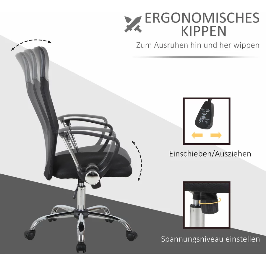 HOMCOM Bürostuhl ergonomisch schwarz