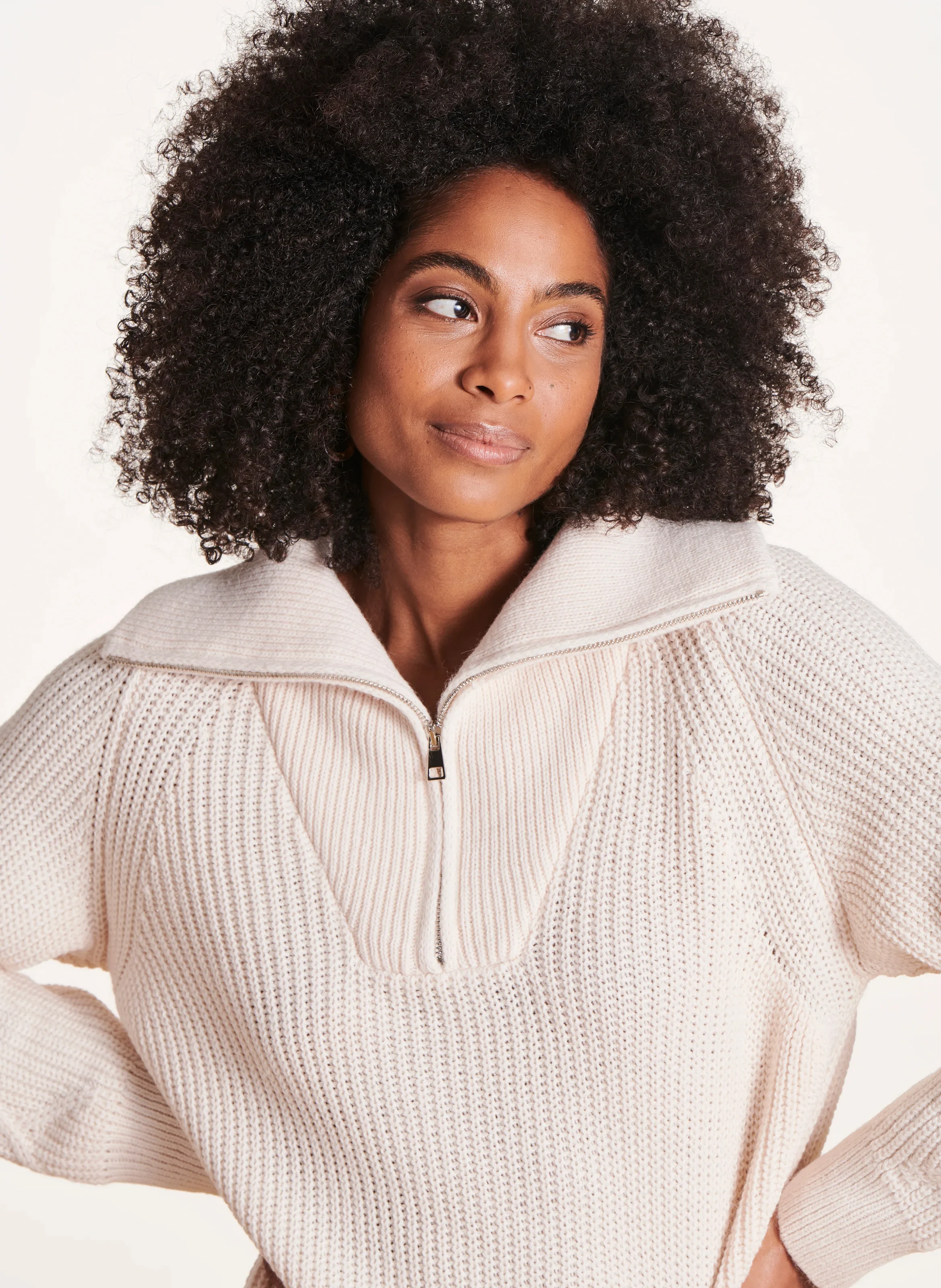 Robe pull ample à col camionneur | Blanc