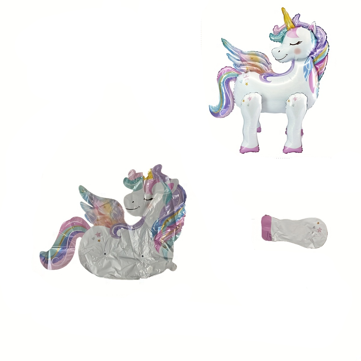 (70x82cm) Einhorn Folien Ballon Kinder Geburtstag Party Deko Luftballon - Weiss / Rosa