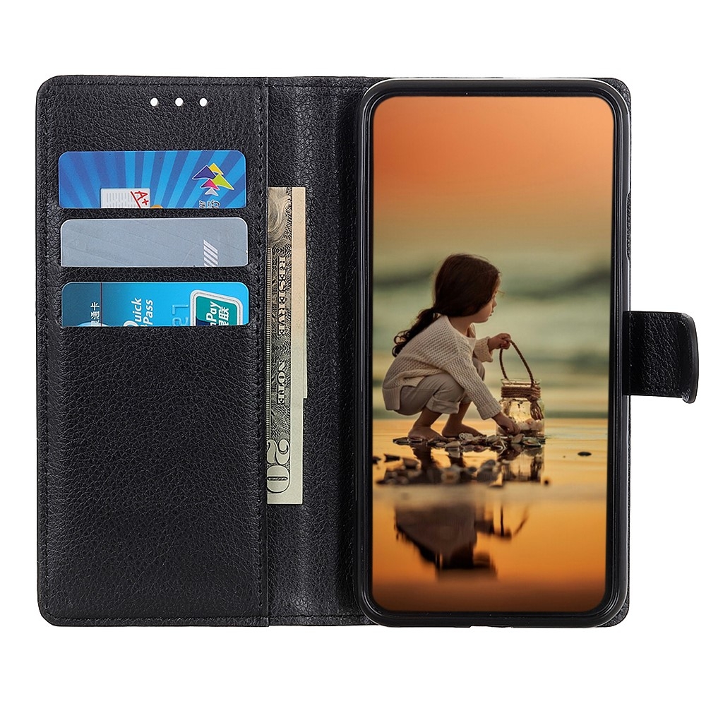 Samsung Galaxy S20 FE / S20 FE 5G Leder Tasche Flip Cover Litchi Look - Schwarz