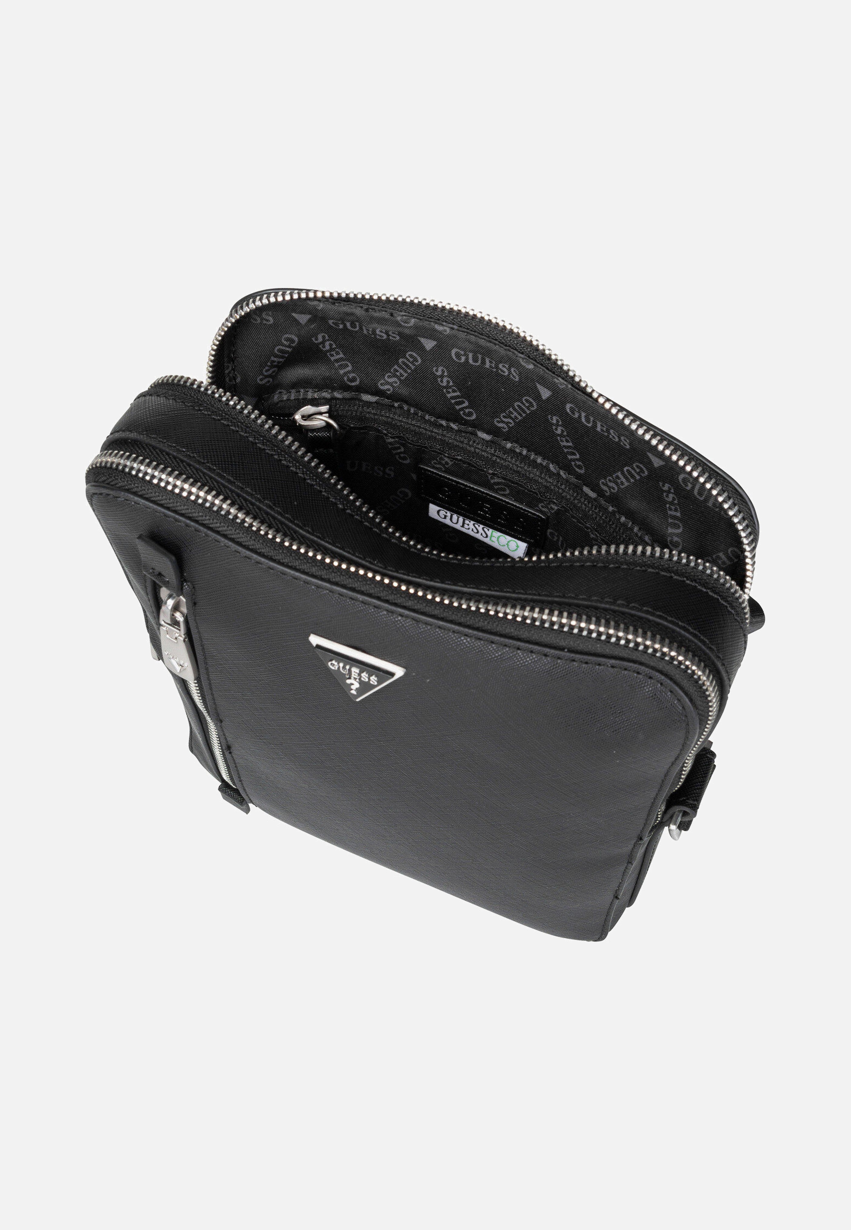 Torino Saffiano Eco Double Zip Black - Crossbody Bag
