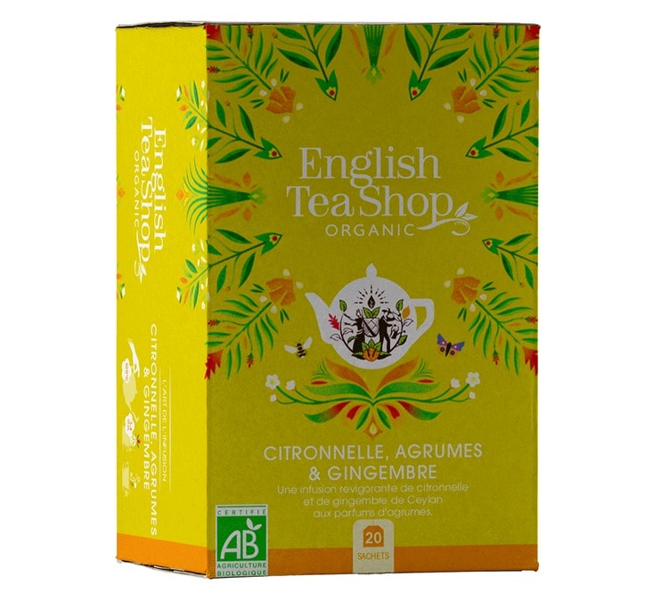 Infusion Citronnelle Gingembre Agrumes bio - 20 sachets plats - ENGLISH TEA SHOP