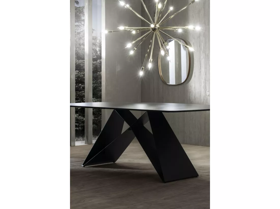 Thanos Table Fixe (220 x 110 cm) en Céramique Noire