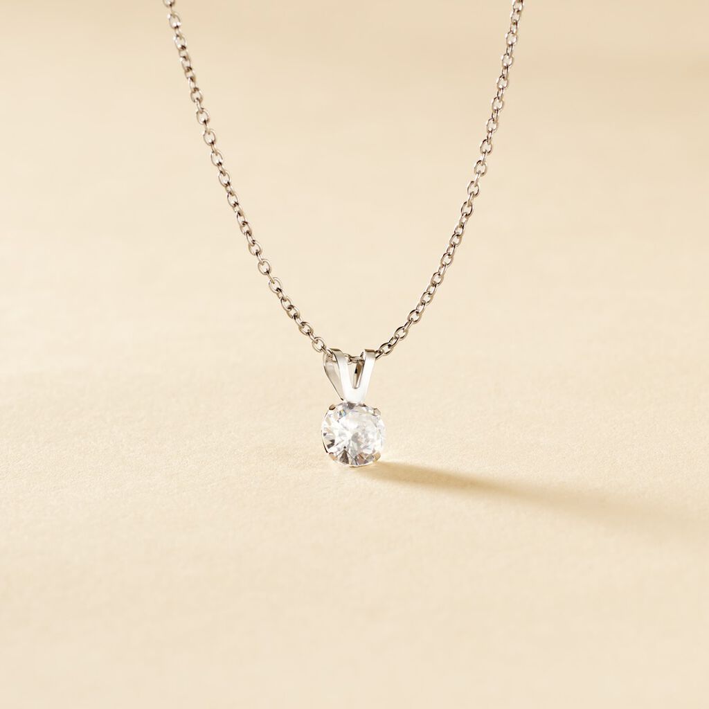 Pendentif Mabila Or Blanc Oxyde De Zirconium