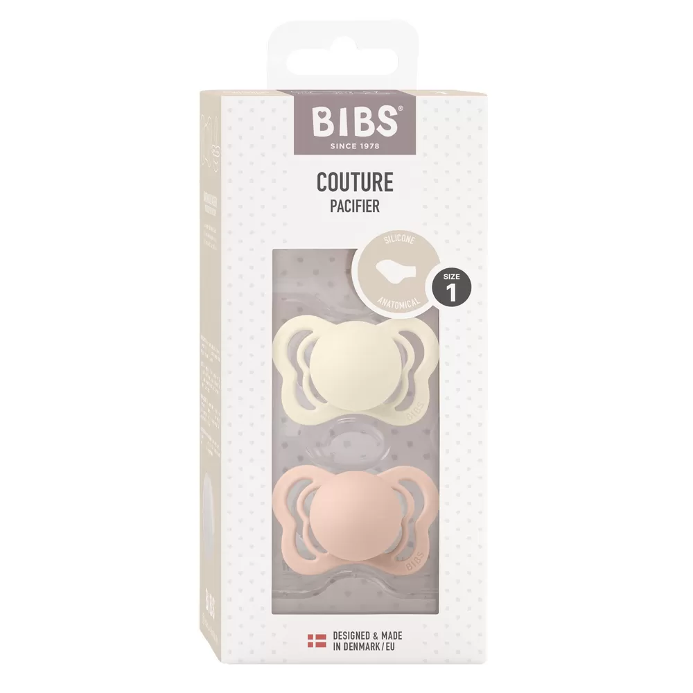 BIBS Couture Silicone Ivory/Blush 2 pak - Flere størrelser